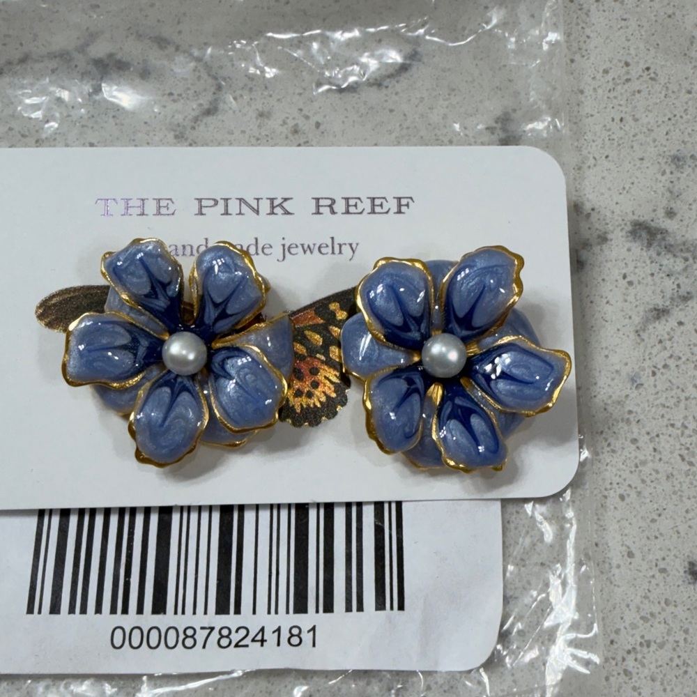 NWT Hand Painted Floral Earrings by The Pink Reef